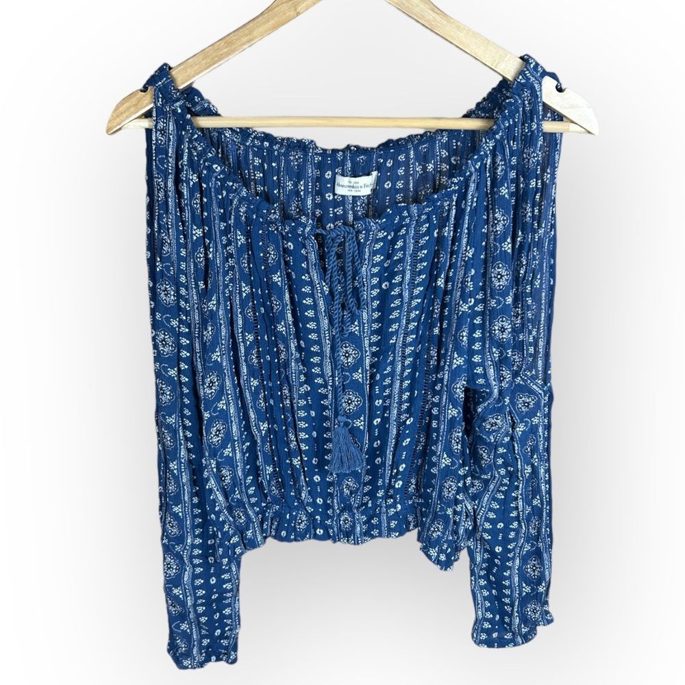 ABERCROMBIE & FITCH Cropped Penny Lane Style Boho Cold Shoulder Top Size Medium